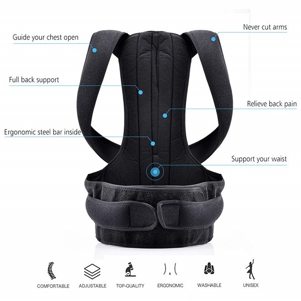 Adjustable Back Posture Corrector for Men & Women – Comfortable & Breathable Support Brace - LARGE - Image 4